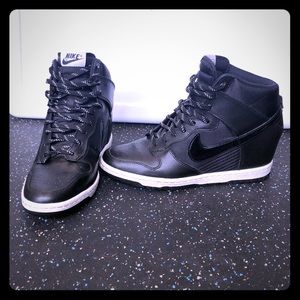 Black and white Nike Dunk Sky Hi Wedges